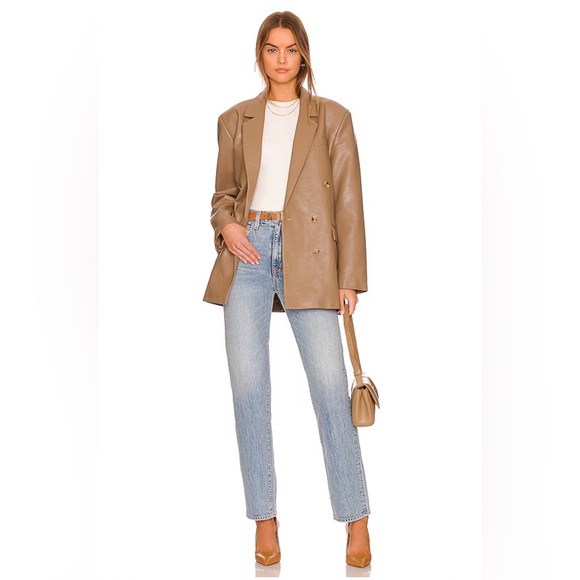 $298 PISTOLA ROMAN VEGAN LEATHER BLAZER TORTOISESHELL REVOLVE MOTHER GRLFRND - Picture 10 of 12